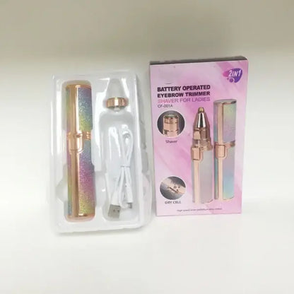 2in1 , Pop-Up Trimmer, Wet, Dry Shave, Shave Sensor, Pivoting Head, Waterproof, Floating Head, Battery Indicator, Rechargeable, Portable, Hypoallergenic, High Efficiency Unisex Eyebrows Hair Trimmer