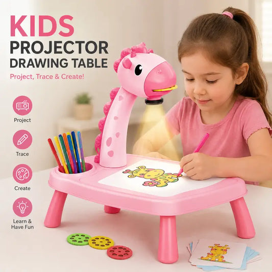 Girl's Plastic LED Projector Art Drawing Table