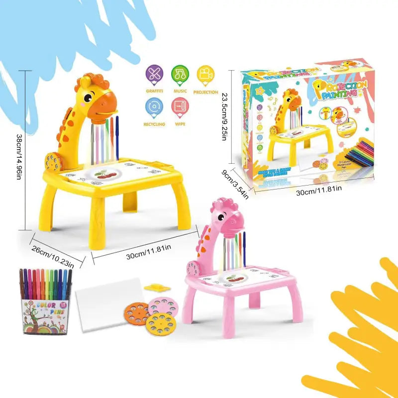 Girl's Plastic LED Projector Art Drawing Table