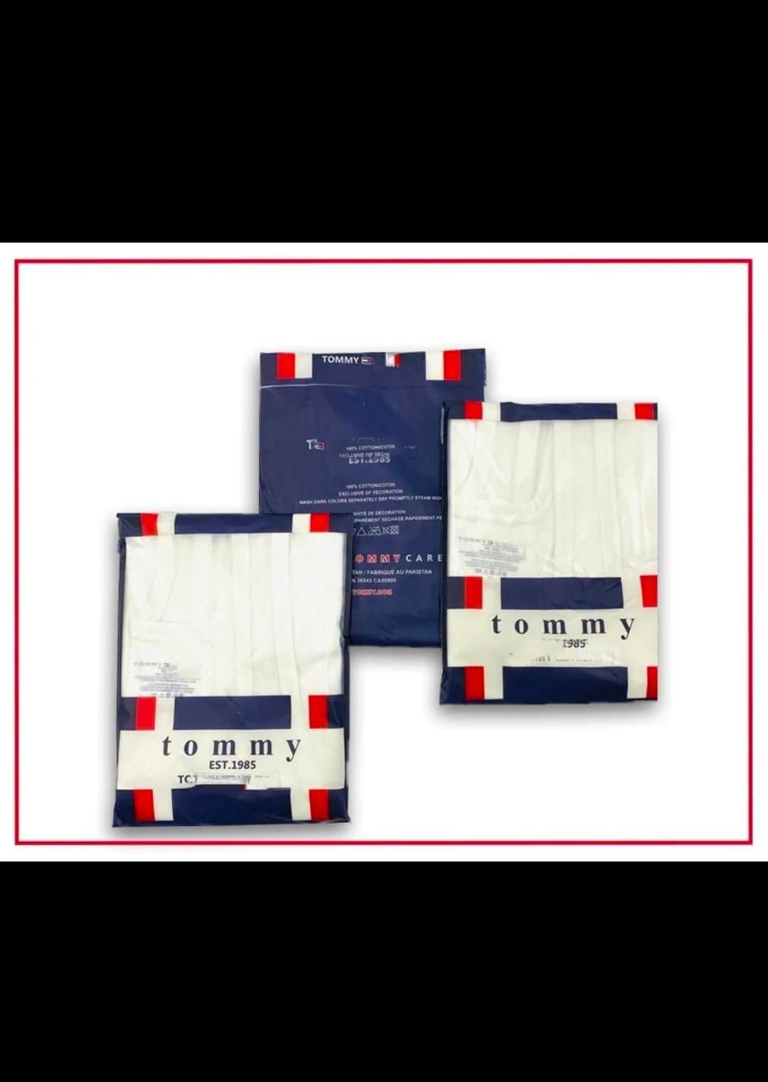 Tommy Hilfiger Men Cotton Vests White Striped Pack of 3