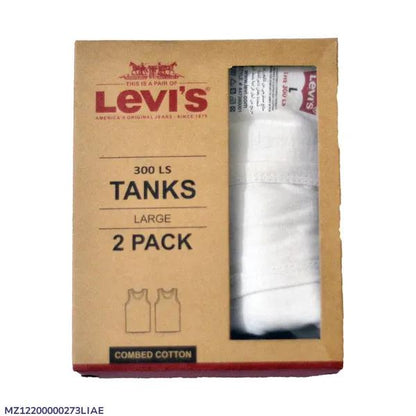 Levi's Cotton Vests Large Pack 2 Pack White