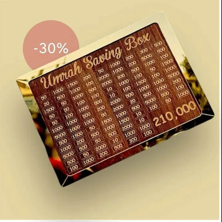 Umrah Saving Box Wood Brown 280 Days Plan