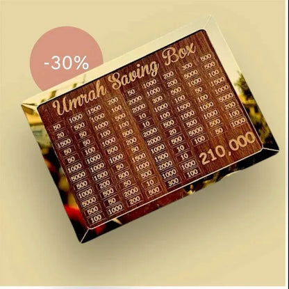 Umrah Saving Box Wood Brown 280 Days Plan