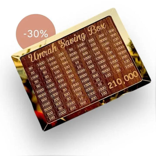 Umrah Saving Box Wood Brown 280 Days Plan