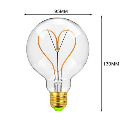 Vintage Heart-Shaped LED Bulbs Gold Black 110V