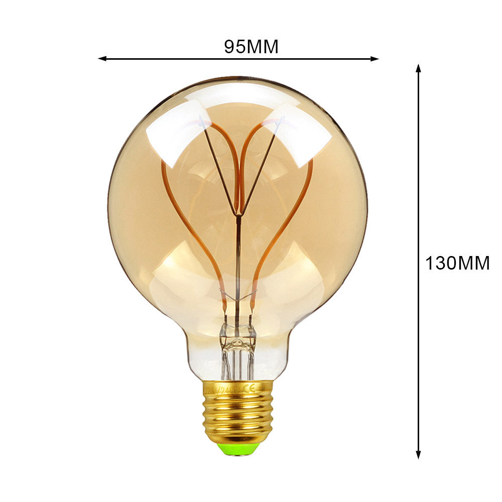 Vintage Heart-Shaped LED Bulbs Gold Black 110V