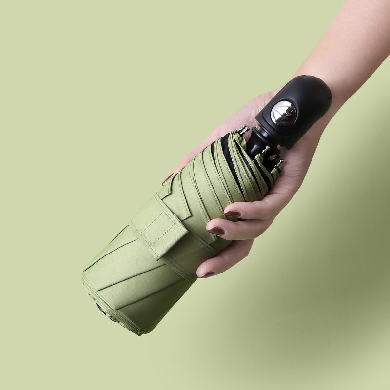 Matcha Green Automatic Folding Umbrella 21" Dual Use Rain Sun Protection