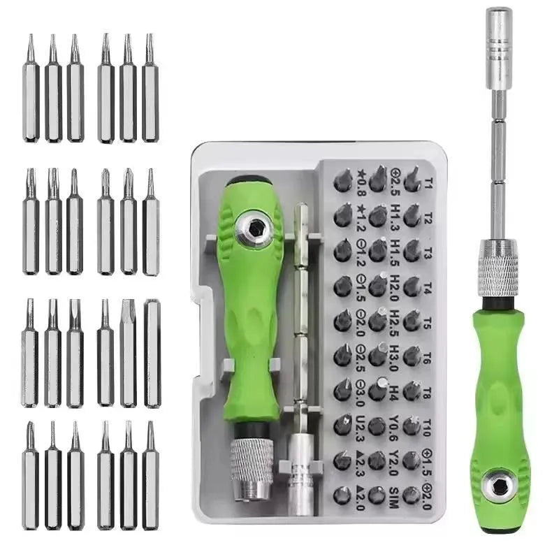 Screwdriver Set 32 Bits Green Handle