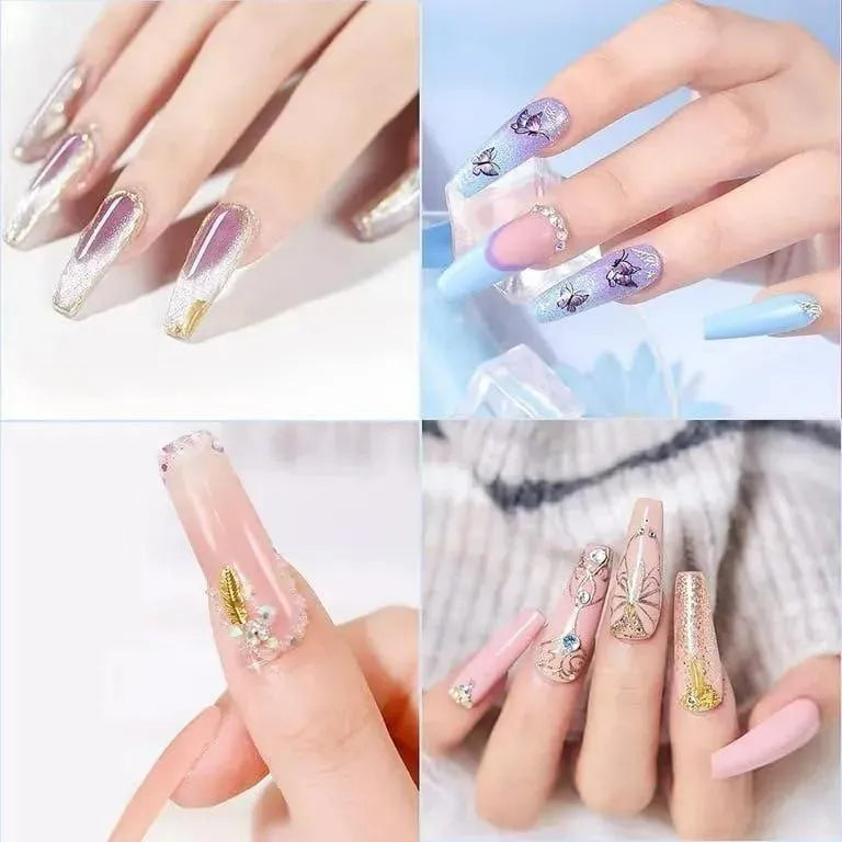 Double Size Acrylic Nails Silver Glitter Pakistani Brides