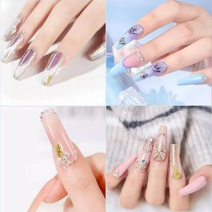 Double Size Acrylic Nails Silver Glitter Pakistani Brides