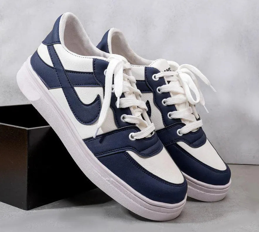 Men's Blue Rexine Sneakers Formal Casual Lightweight Breathable