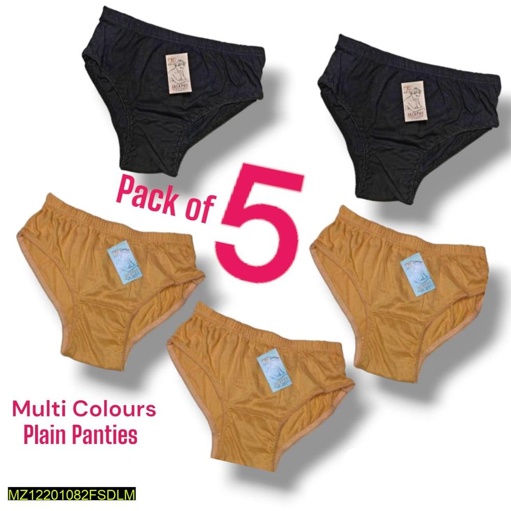 Women Cotton Plain Panties Pack of 5 Multi Colors