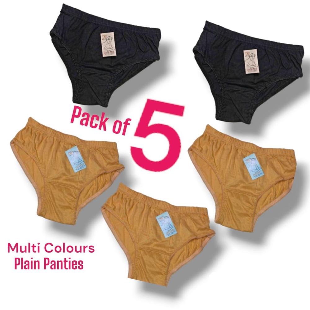 Women Cotton Plain Panties Pack of 5 Multi Colors