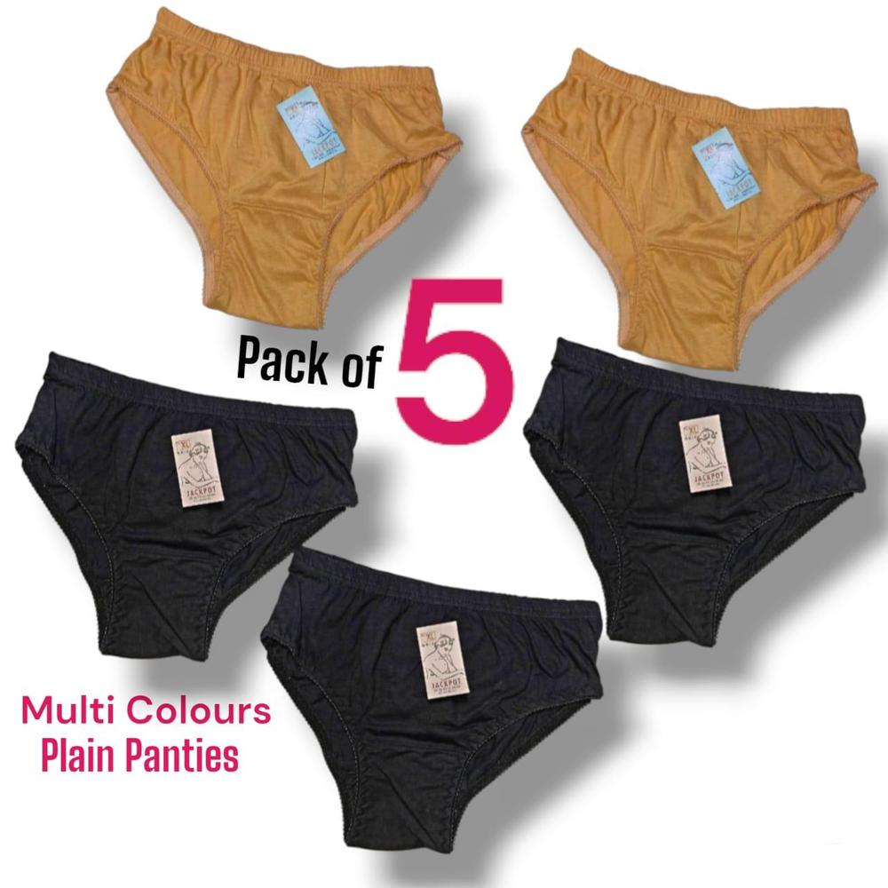 Women Cotton Plain Panties Pack of 5 Multi Colors