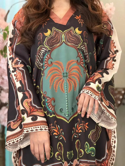 2 Pcs Women's Stitched Swiss Lawn Printed Shirt And Trouser