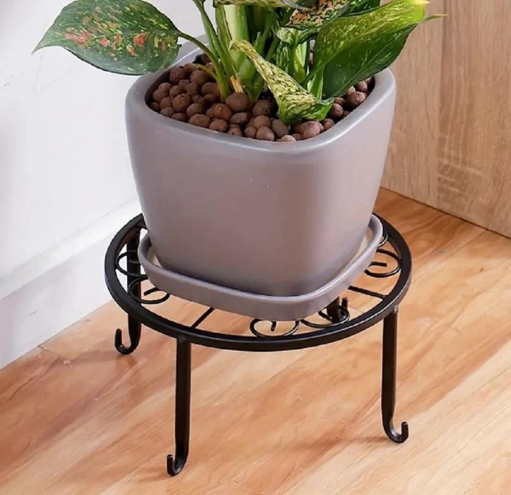 Modern Iron Plant Stand Black Golden Indoor Outdoor