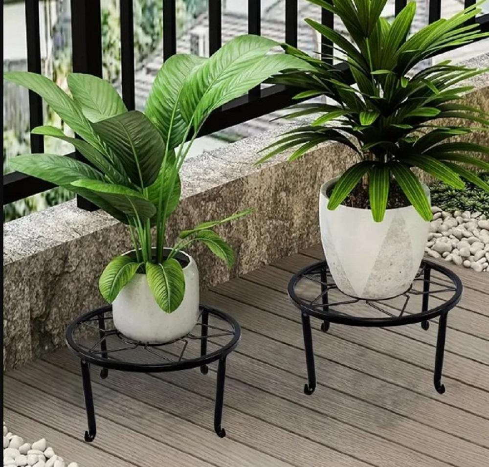 Modern Iron Plant Stand Black Golden Indoor Outdoor