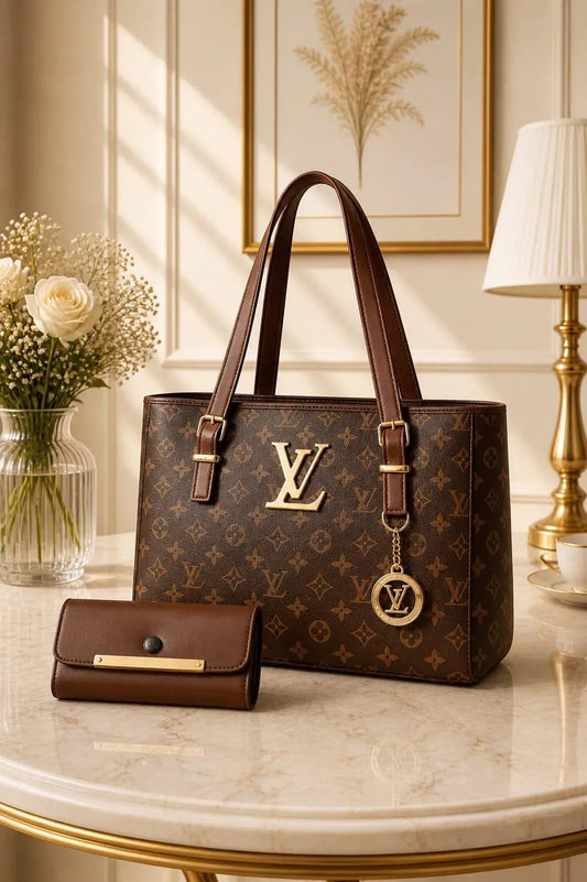 Women's Brown Leather Shoulder Bag with Card Holder
