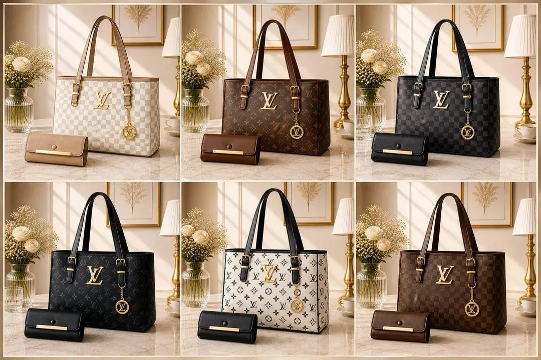 Women's Beige Checkered Shoulder Bag with Gold Plated Hardware