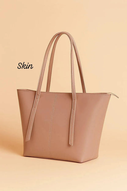 Beige PU Leather Women's Tote Bag 11x12x11"