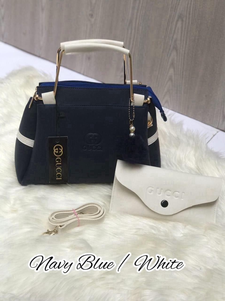Green White Faux Leather Handbag Set with Wallet