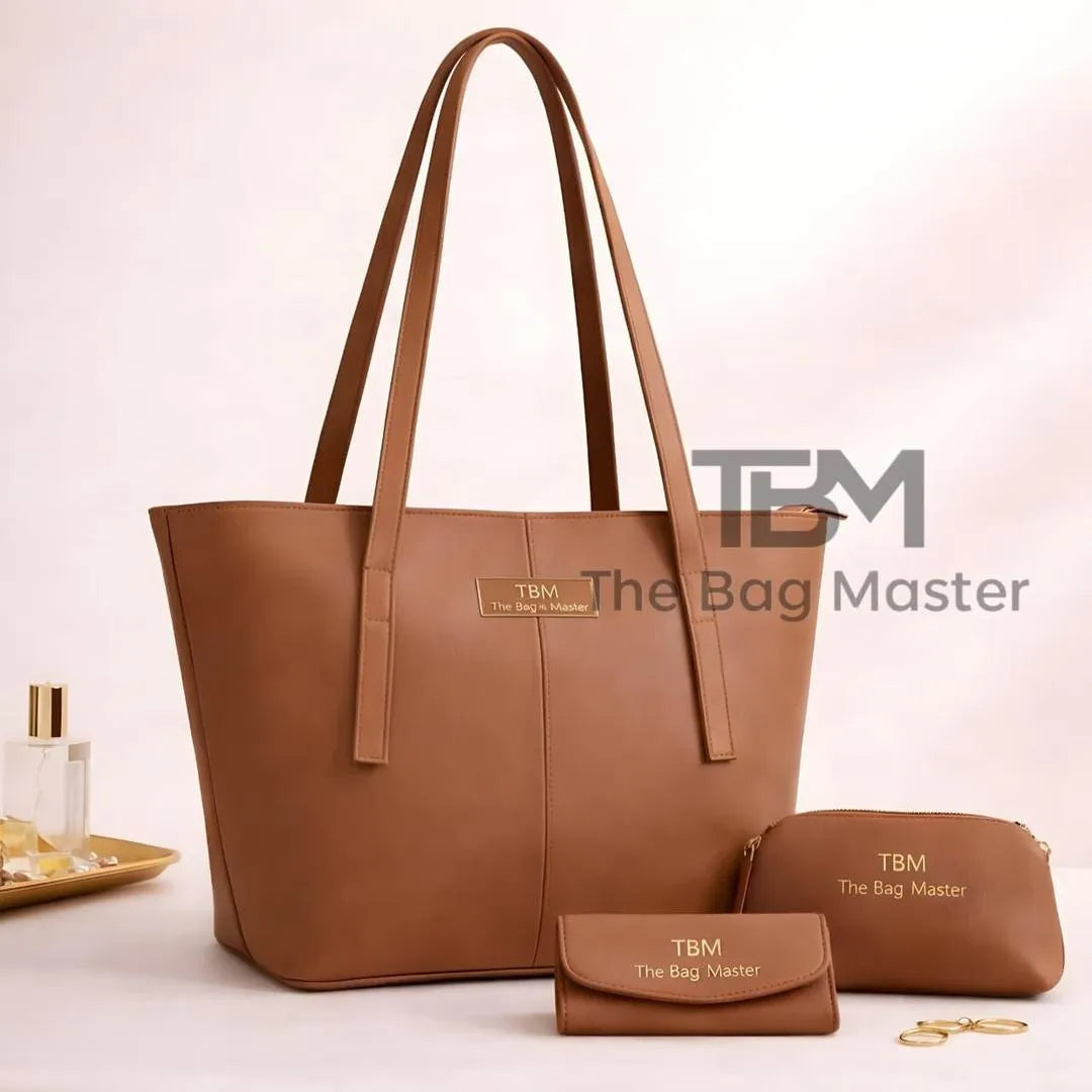 Tote Bag Set TBM The Bag Master Brown 3 Pcs