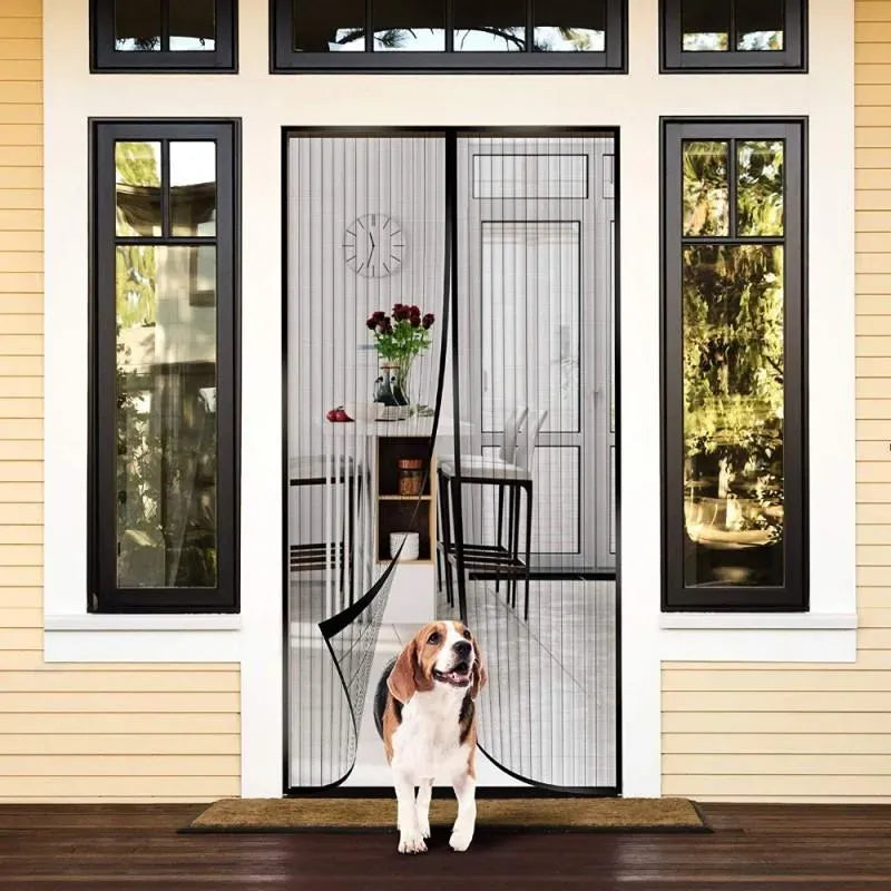 Black Auto-Seal Magnetic Screen Door Mesh Curtain
