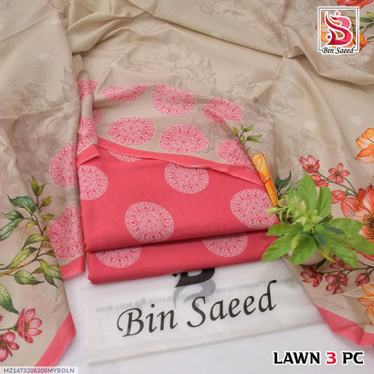 3 Pcs Women's Unstitched Digital Print Suit
