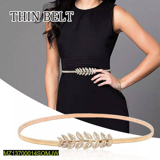 Golden Floral Leaf Waist Belt Adjustable Stretchable