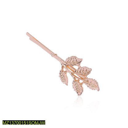 Golden Leaf Hairpin for Women Wedding Party Wear