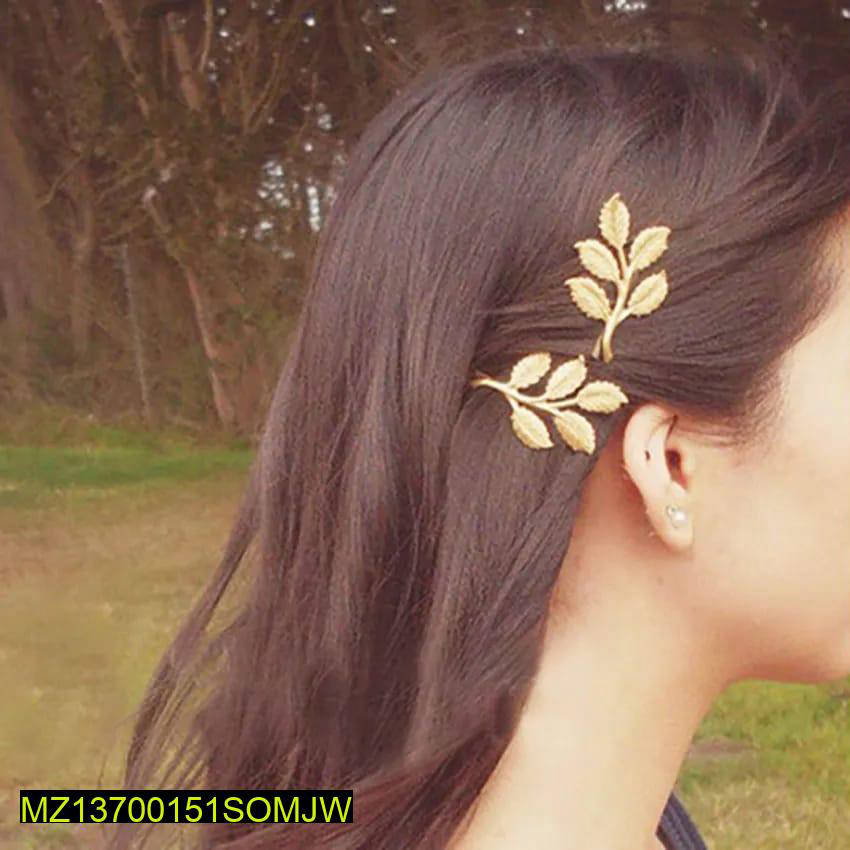 Golden Leaf Hairpin for Women Wedding Party Wear