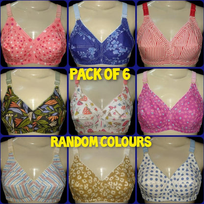 Cotton Non-Padded Bras Pack of 6