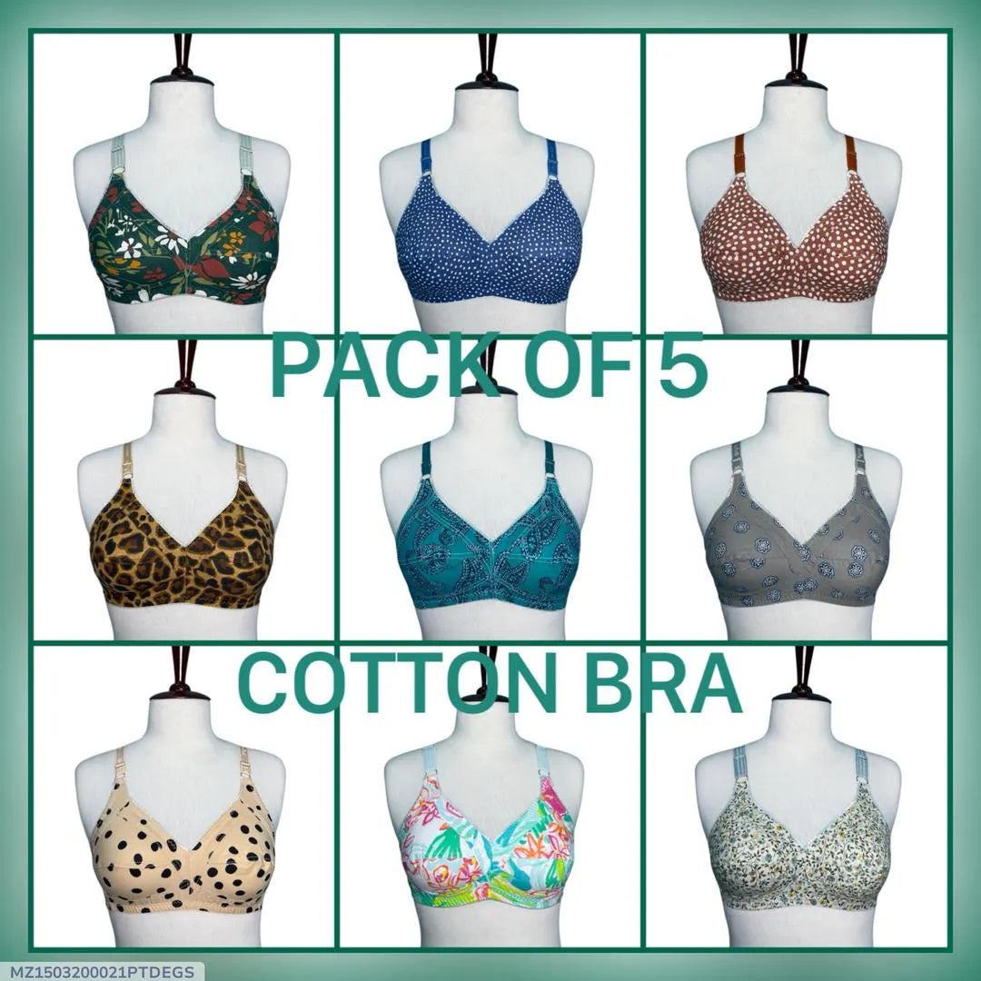 Cotton Printed Bra Set Pack of 5 Non-Padded