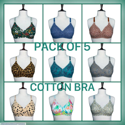 Cotton Printed Bra Set Pack of 5 Non-Padded