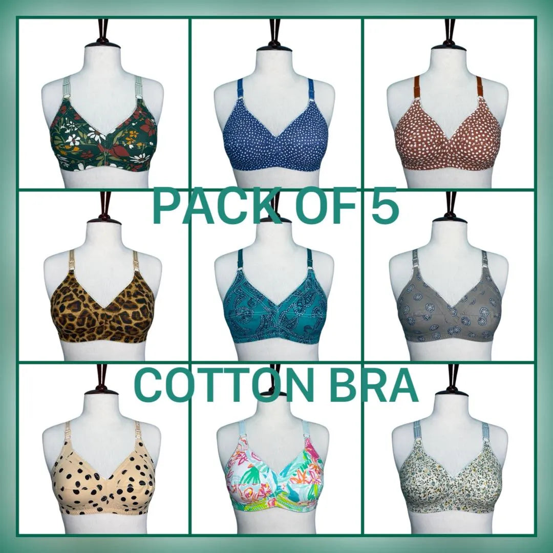 Cotton Printed Bra Set Pack of 5 Non-Padded