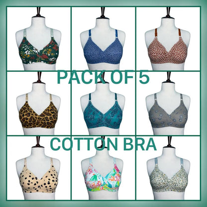 Cotton Printed Bra Set Pack of 5 Non-Padded
