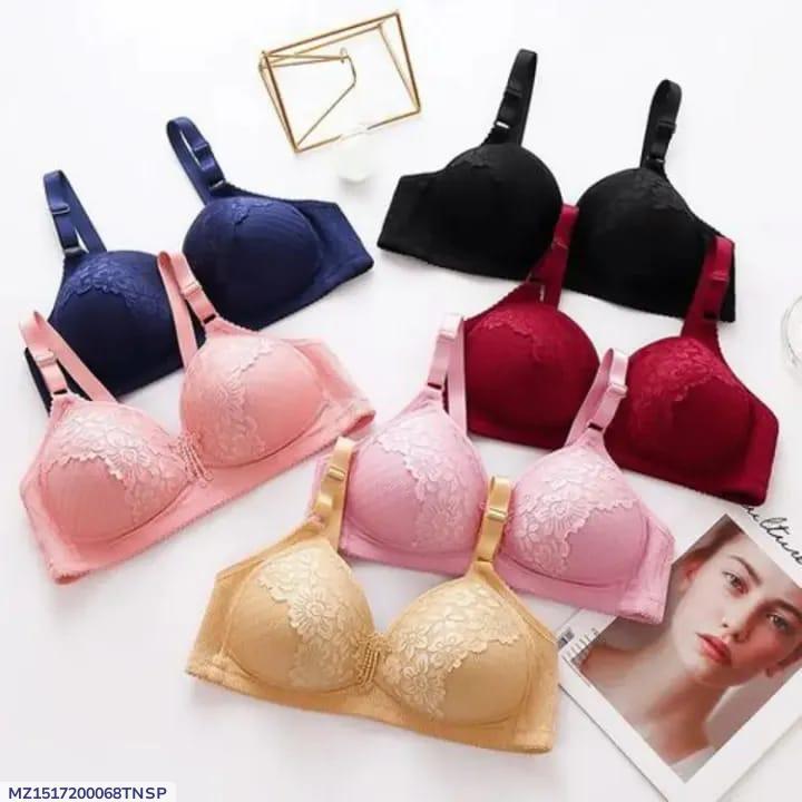 Premium Quality Push Up Bra with Lace Detail, Multi Colors, Breathable, Durable