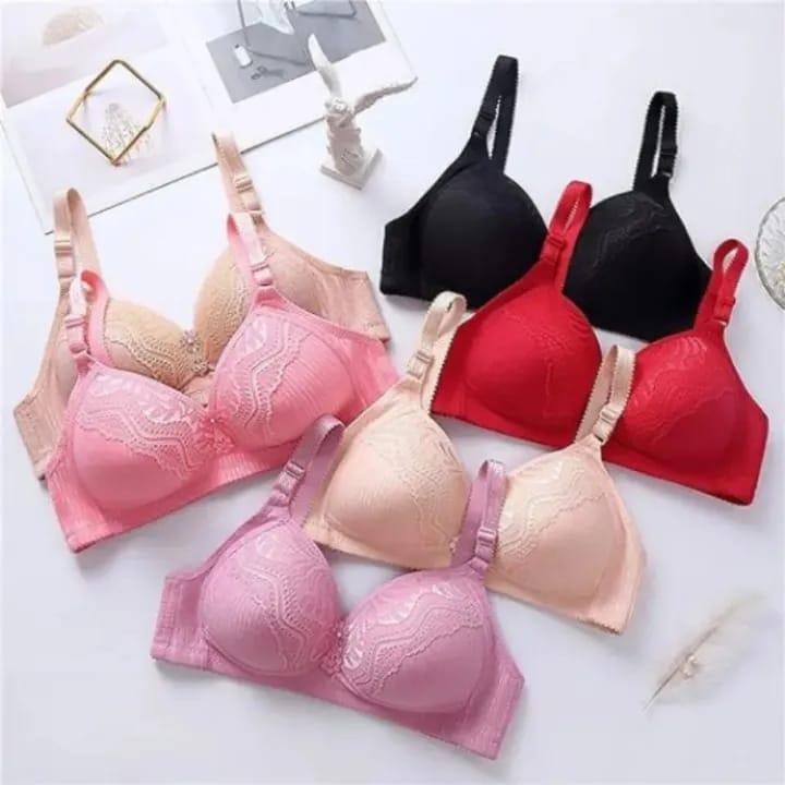 Premium Quality Push Up Bra with Lace Detail, Multi Colors, Breathable, Durable