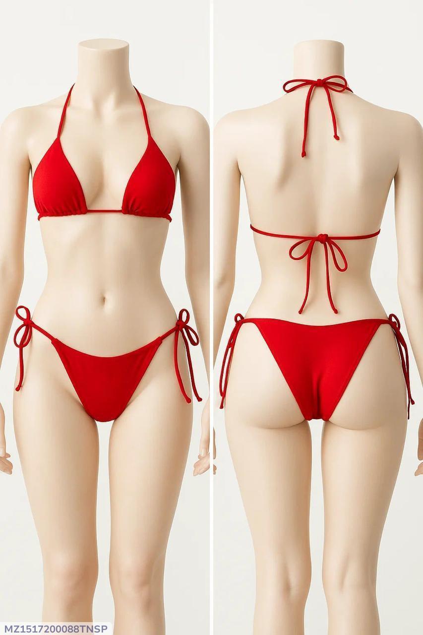Red Halter Bikini Set for Pakistani Summer Wear