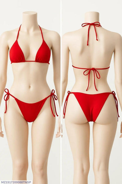 Red Halter Bikini Set for Pakistani Summer Wear