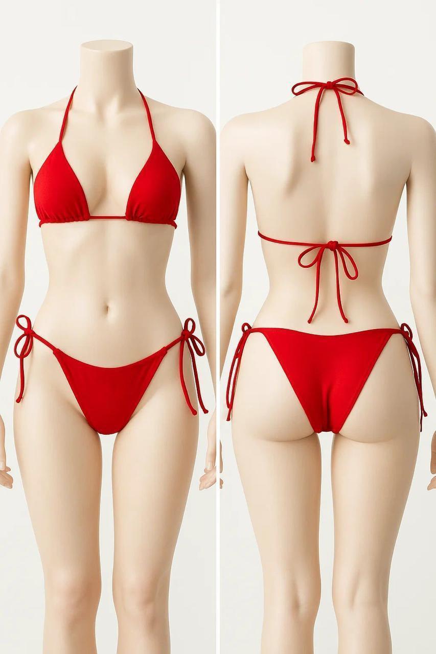 Red Halter Bikini Set for Pakistani Summer Wear