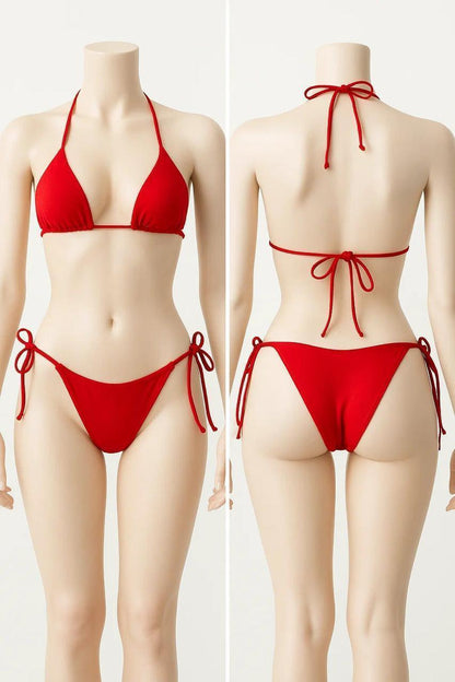 Red Halter Bikini Set for Pakistani Summer Wear