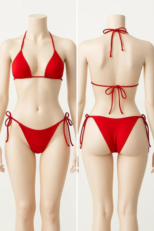Red Halter Bikini Set for Pakistani Summer Wear
