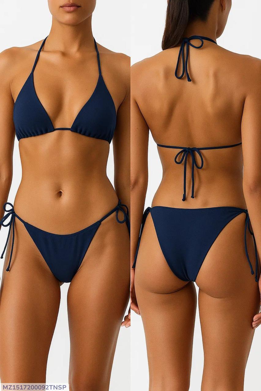 Blue Slim Fit Bikini Set for Pakistani Summer Wear