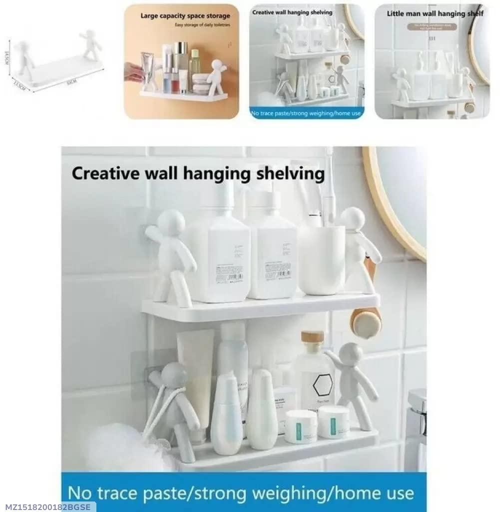 White Wall Hanging Bathroom Organizer with Little Man Design