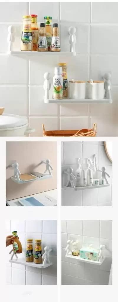 White Wall Hanging Bathroom Organizer with Little Man Design
