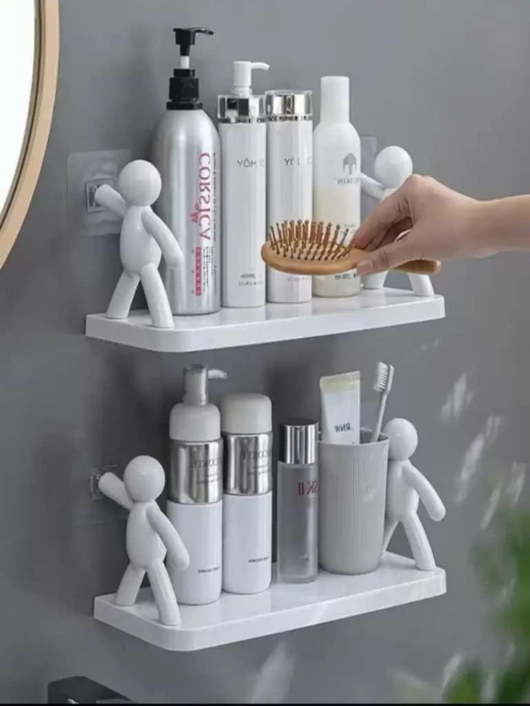 White Wall Hanging Bathroom Organizer with Little Man Design