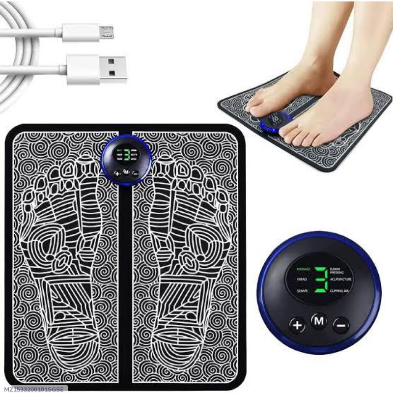 Mini Foot Massager Mat Black Silicone USB Rechargeable