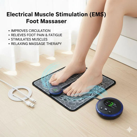 Mini Foot Massager Mat Black Silicone USB Rechargeable