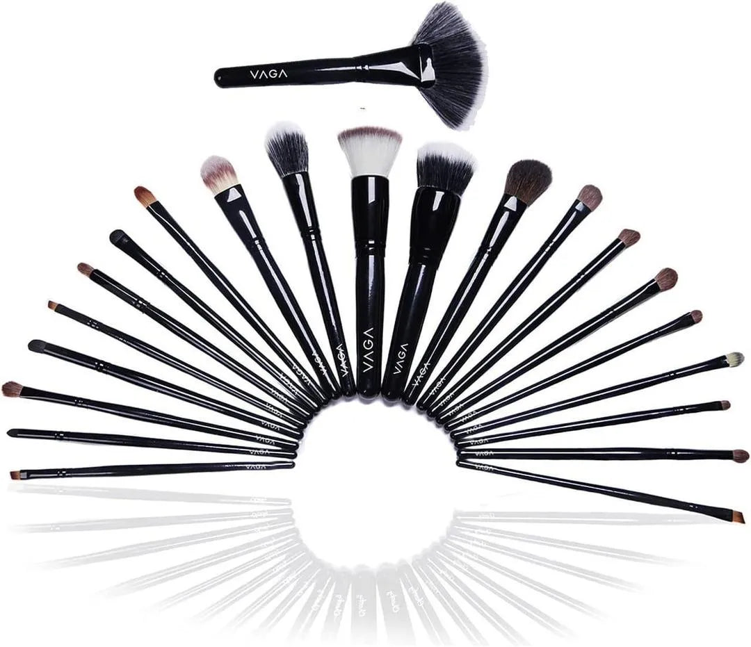 22-Piece Black ABS Makeup Brush Set for Blending & Travel